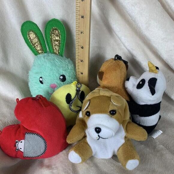 Lot of 6 Mini Plush Stuffed Animal Toys Toy Clips Change Purses​ - Picture 7 of 7